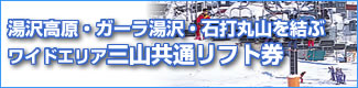 湯沢高原・ガーラ湯沢・石打丸山を結ぶワイドエリア三山共通リフト券